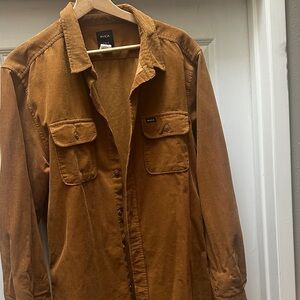 RVCA Tan Corduroy Button-Up Shirt
